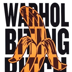 Warhol Biting Bitch (Orange On Black) by Shuby