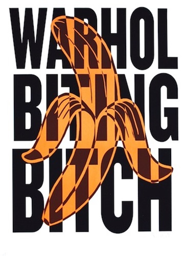 Warhol Biting Bitch (Orange On Black) by Shuby
