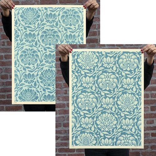 Floral Harmony (Light Blue Yin/Yang) by Shepard Fairey