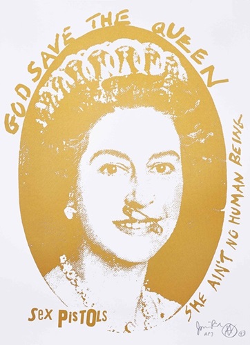 God Save The Queen (Gold On White) by Jamie Reid