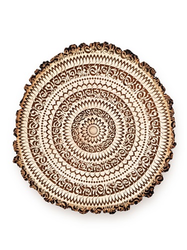 Engraved Mantradala Wood Slice  by Cryptik