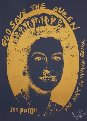 God Save The Queen (Gold On Blue) by Jamie Reid