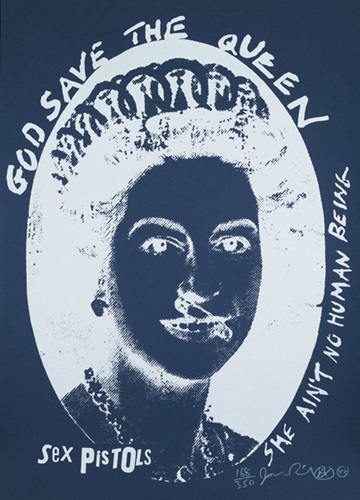 God Save The Queen (Silver On Blue) by Jamie Reid