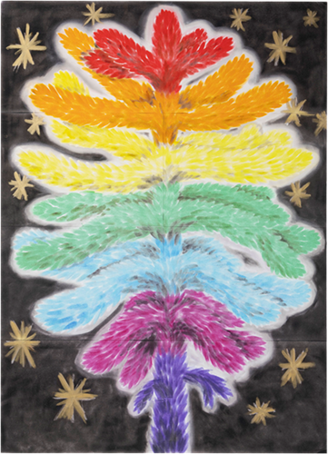 Portrait Of A Rainbow Monkey Puzzle With Stars (First Edition) by Andrew Sim