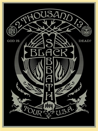 Black Sabbath Cross (Silver / Black) by Shepard Fairey