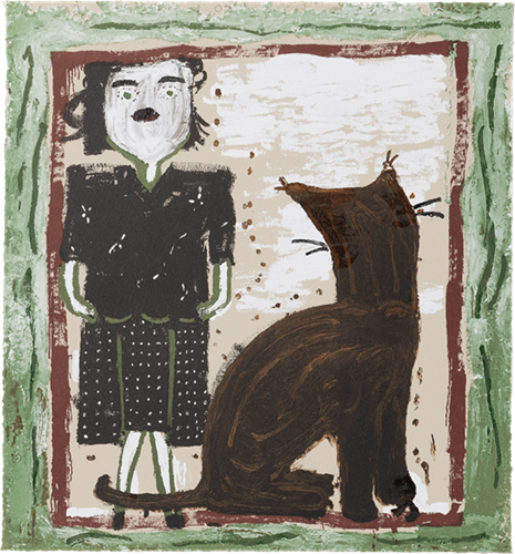Party Clothes (RW And Cat)  by Rose Wylie