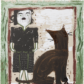 Party Clothes (RW And Cat) by Rose Wylie