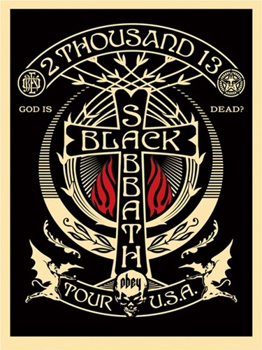 Black Sabbath Cross (Red / Black) by Shepard Fairey