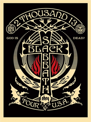 Black Sabbath Cross (Red / Black) by Shepard Fairey