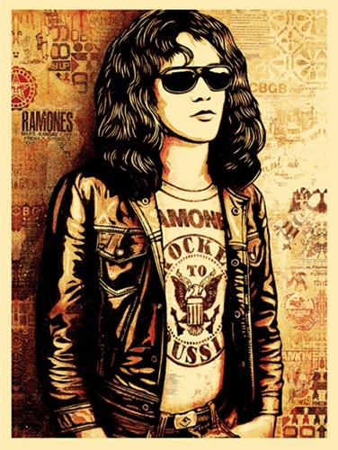 Tommy Ramone Collage (Red) by Shepard Fairey