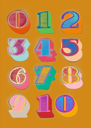 Shutterfont Numbers (Gold) by Ben Eine