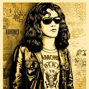 Tommy Ramone Collage (Gold) by Shepard Fairey