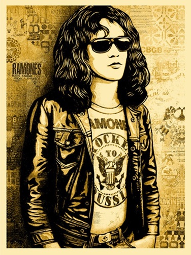 Tommy Ramone Collage (Gold) by Shepard Fairey