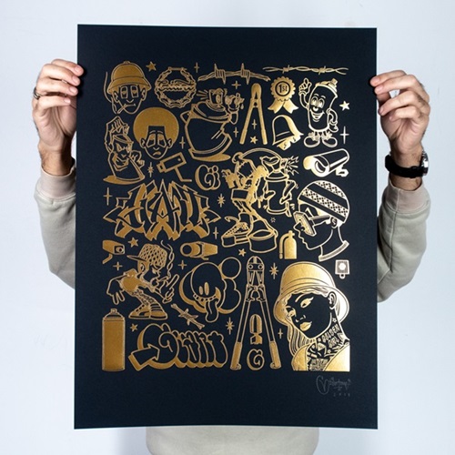 Modern Hieroglyphics - Graffiti (Gold) by Mike Giant