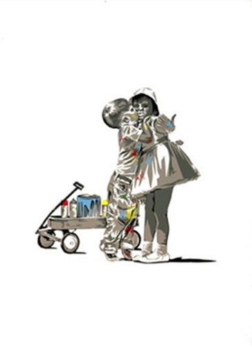 Kids Kissing  by Mr Brainwash