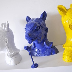 Deer Mask Sculpture (Blue Resin) by Bon