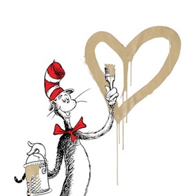 The Cat And The Heart (Large Format - Gold) by Mr Brainwash