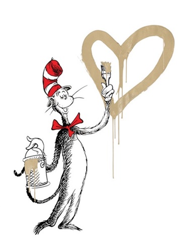 The Cat And The Heart (Large Format - Gold) by Mr Brainwash