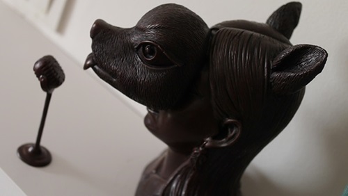 Deer Mask Sculpture (Bronze) by Bon