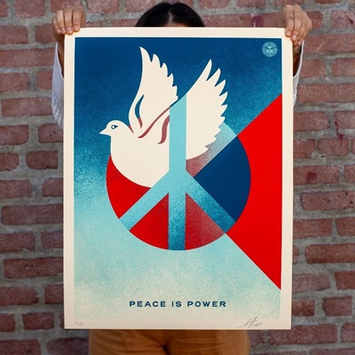 Peace Is Power (Cream Dove) by Shepard Fairey