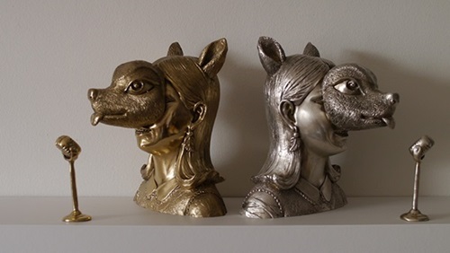 Deer Mask Sculpture (Brass (Nickel Coated)) by Bon
