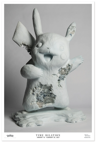 Blue Calcite Crystallized Pikachu Exhibition Poster  by Daniel Arsham