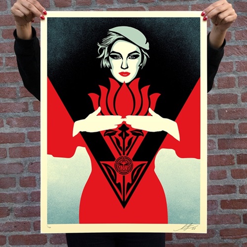 Obey Noir Flower Woman (Red) by Shepard Fairey