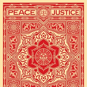 Peace And Justice Ornament (Red) by Shepard Fairey