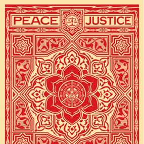 Peace And Justice Ornament (Red) by Shepard Fairey