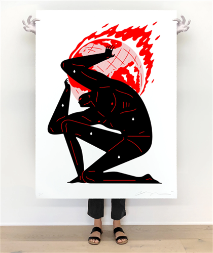 World On Fire (Large Format - White) by Cleon Peterson