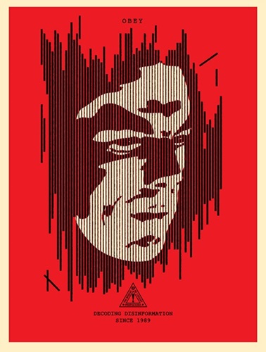 Decoding Disinformation (Red) by Shepard Fairey