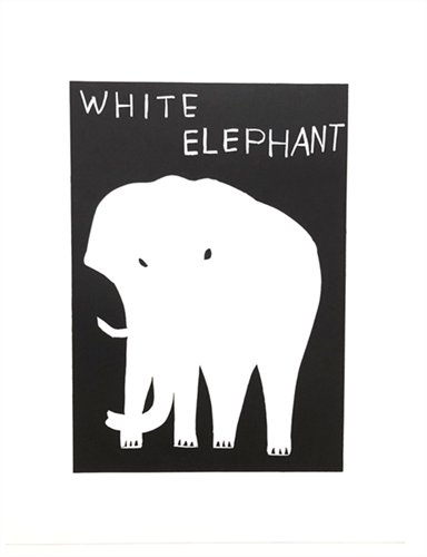 Linocut (White Elephant)  by David Shrigley