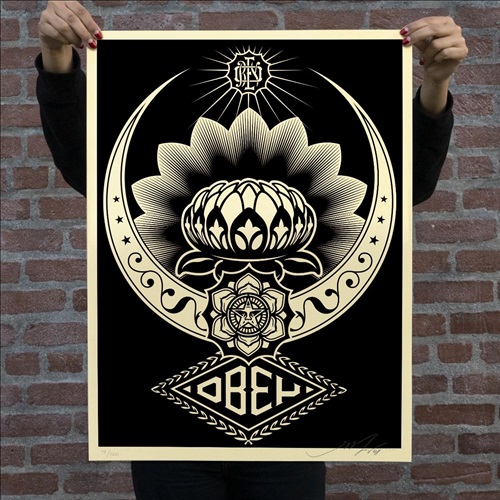 Lotus Ornament (Black) by Shepard Fairey
