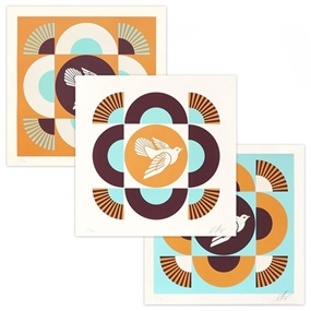 Geometric Dove (Blue / Orange Set) by Shepard Fairey