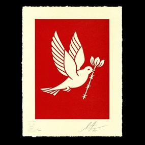 Barb Wire Dove (Red) by Shepard Fairey