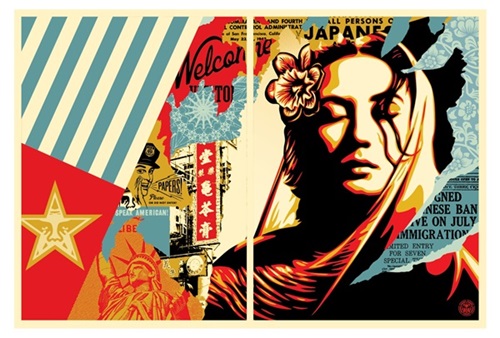 Welcome Visitor Diptych  by Shepard Fairey