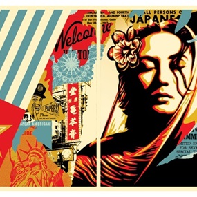 Welcome Visitor Diptych by Shepard Fairey