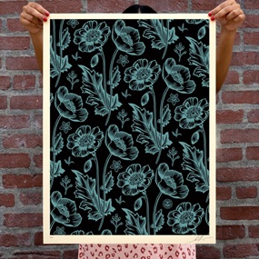 Sedation In Bloom (Black / Blue) by Shepard Fairey