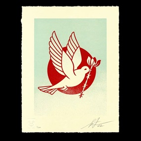 Barb Wire Dove Letterpress (Blue) by Shepard Fairey