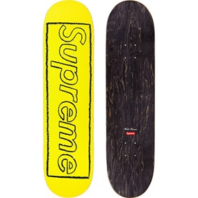 Kaws Chalk Logo Skateboard (Bright Yellow) by Kaws