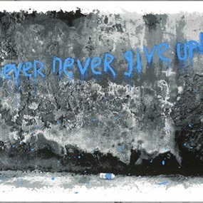 Never Never Never Give Up (Blue) by Mr Brainwash