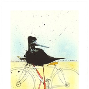 Black Shrike On A Bike by Ralph Steadman