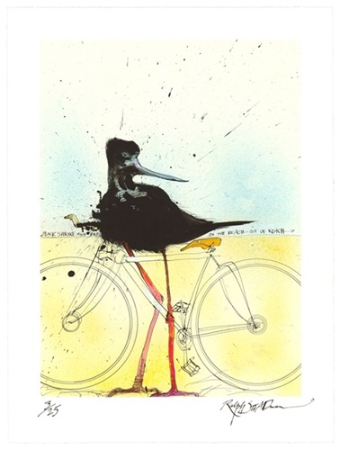 Black Shrike On A Bike  by Ralph Steadman