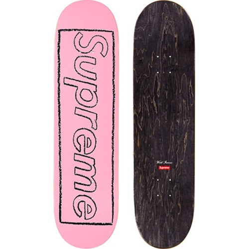 KAWS Chalk Logo skateboard pink-