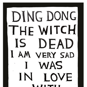 Linocut (Ding Dong The Witch Is Dead) by David Shrigley