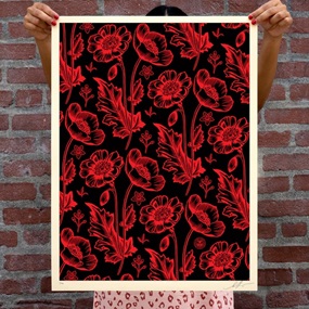 Sedation In Bloom (Black / Red) by Shepard Fairey