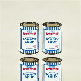 Four Soup Cans (Cream) by Banksy