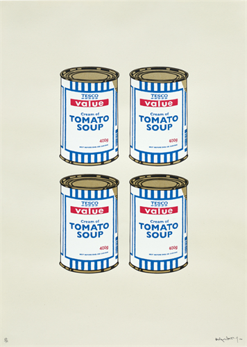 Four Soup Cans (Cream) by Banksy