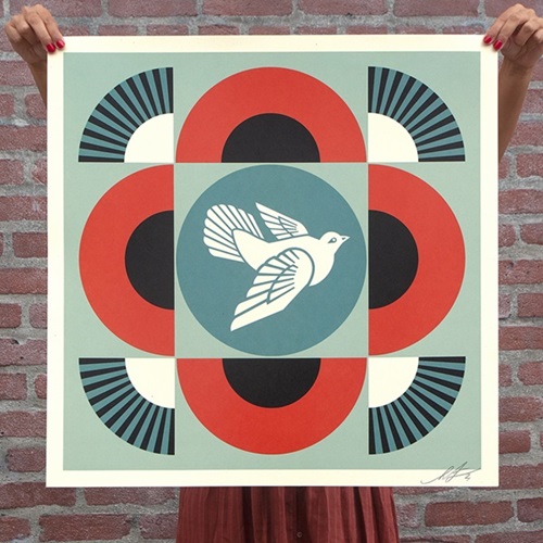 Geometric Dove (Offset (Red)) by Shepard Fairey
