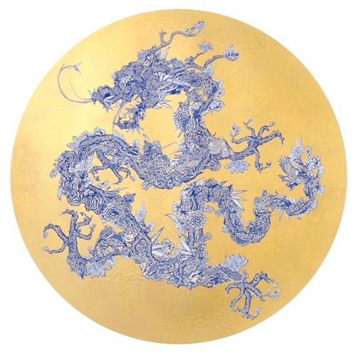 Floral Dragon (Shanghai Tang Series) (Gold Leaf) by Jacky Tsai